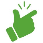 Grünes Icon einer Hand, die schnippt