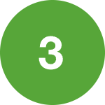 Grünes Icon mit weißer Zahl 3