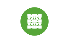 Grünes Icon mit weißem ECORASTER Element